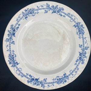 Faïence de Gien; French vintage porcelain serving plate; Bagatelle blue design