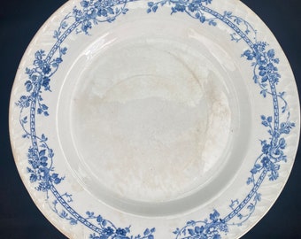 Faïence de Gien; French vintage porcelain serving plate; Bagatelle blue design