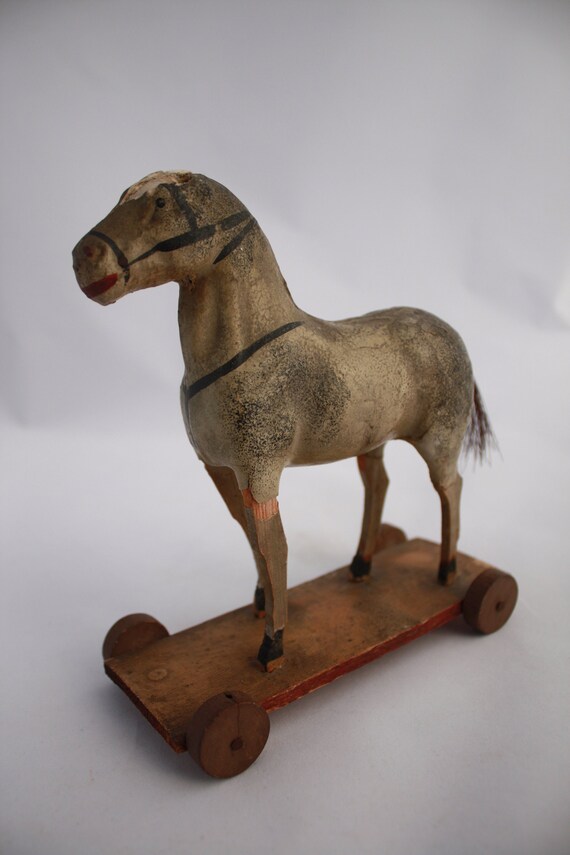antique horse pull toy
