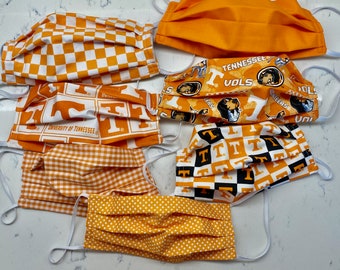 Tennessee 100% Cotton Double Layer Clear Mask Face Mask Fabric Covering Smokey UTK Knoxville University of Tennessee Rocky Top