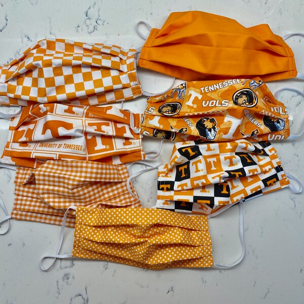 Tennessee 100% Cotton Double Layer Clear Mask Face Mask Fabric Covering Smokey UTK Knoxville University of Tennessee Rocky Top