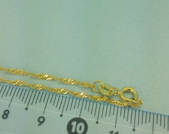 585 Real Gold Singapore Chain Necklace - 1.2mm, Rotated, 38-50cm, 14K Yellow Gold