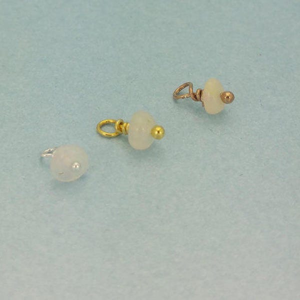 Tiny and delicate real Ethiopian Opal dangle charms. Wired in Sterling Silver, Gold Vermeil or Rose Gold Vermeil.