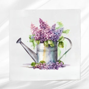 Lilacs Fabric Panel: Floral Quilt Block for Sewing Projects