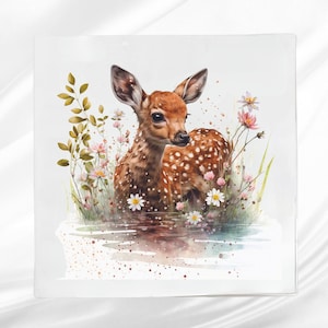 Fawn Fabric Panel ~ Fawn Crafting Fabric ~ Square fabric panel for sewing projects