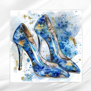 Blue High Heels Fabric Panel: Sewing & Quilting Square