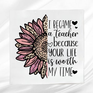 Teacher Appreciation Fabric Panel: Sunflower Design, Sewing Project Square