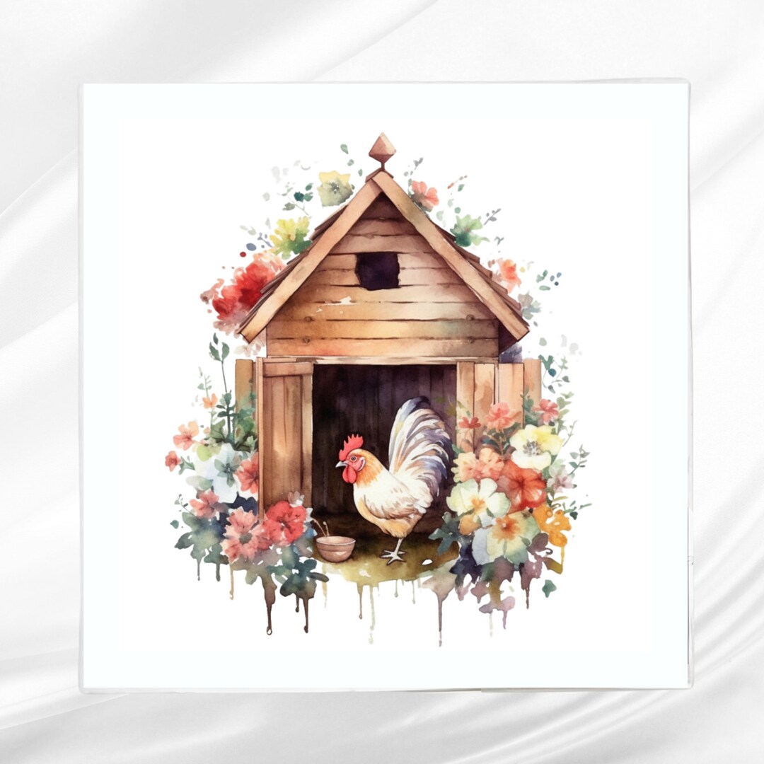 Floral, Chicken Coop Fabric Panel Square Fabric Panel for Sewing
