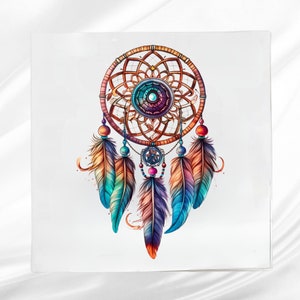 Multi Color Dreamcatcher Fabric Panel ~ Crafting Fabric ~ Square fabric panel for sewing projects