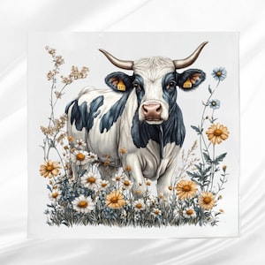 Cow Quilt Block for Baby Blankets and Quilts ~ Square Fabric Panel for Sewing
