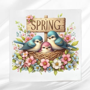 Spring Birds Fabric Panel: Sewing Quilt Block
