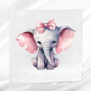 Baby Elephant Fabric Panel: Quilt Block for Sewing Projects