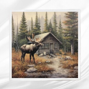 Rustic Cabin Fabric Panel ~ Crafting Fabric ~ Square fabric panel for sewing projects