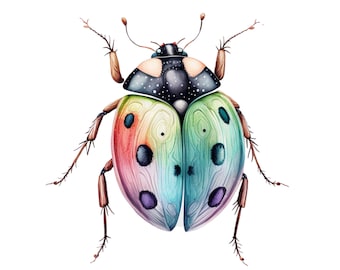 Colorful Beetle Fabric Panel ~ Quilt Block ~ 5, 6, 8, 10, 12 or 14 inch fabric panel for sewing projects