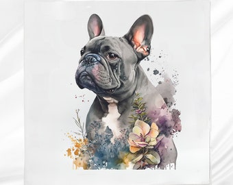 French Bulldog Fabric Panel: Cotton blend Quilt Block