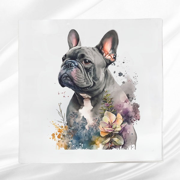 French Bulldog Fabric Panel ~ Crafting Fabric ~ Square fabric panel for sewing projects