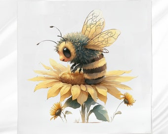 Sunflower Bee Fabric Panel: Sewing & Quilting Square