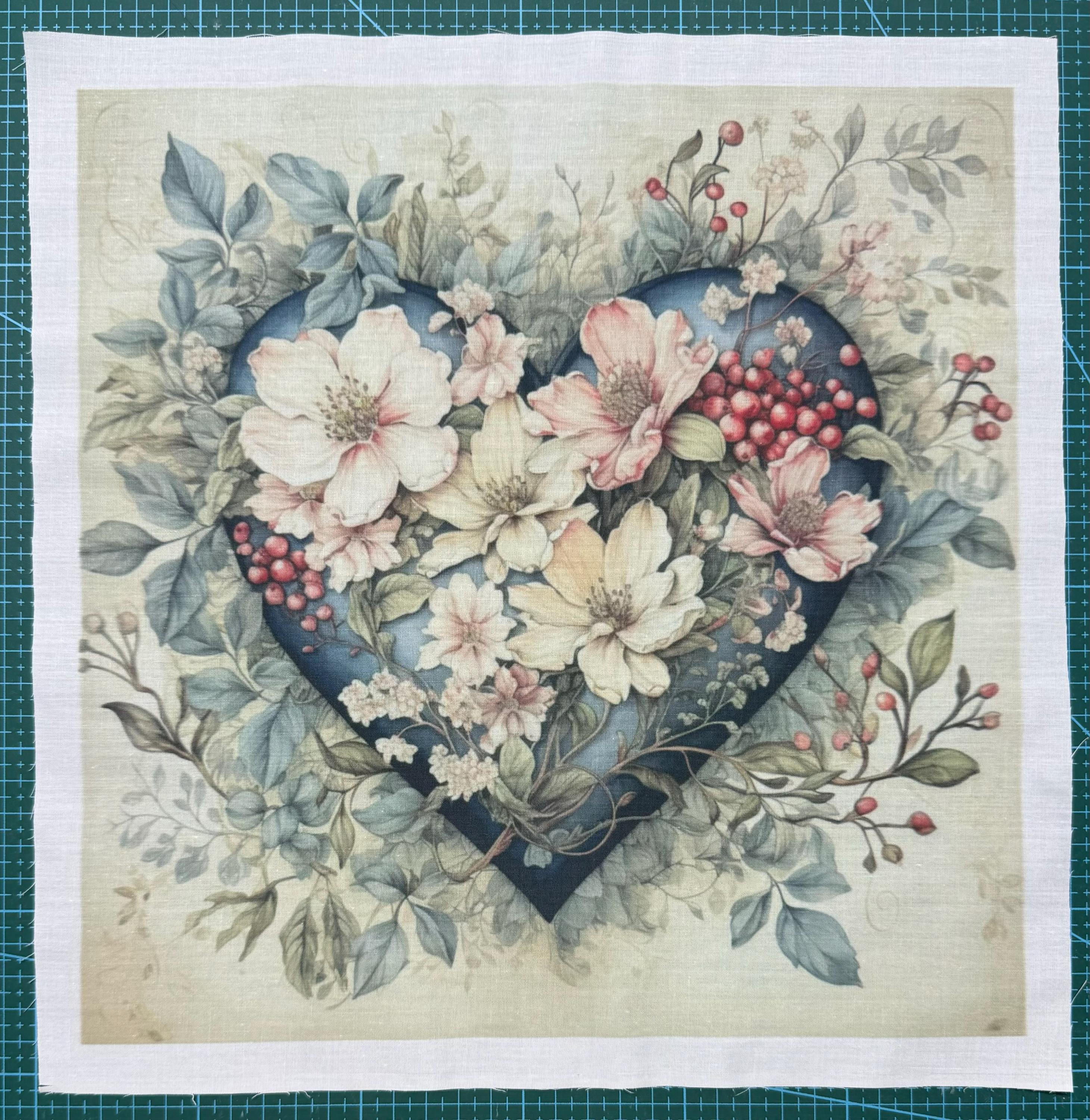 Floral Heart Fabric Panel: Sewing & Quilting Block - Etsy