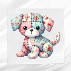 Patchwork Puppy Quilt Block for Baby Blankets and Quilts ~ Square Fabric Panel for Sewing