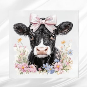 Baby Calf Quilt Block: Square Fabric Panel for Sewing