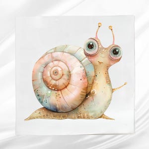 Pastel Snail Fabric Panel ~ Quilt Panel ~ Square fabric panel for sewing projects