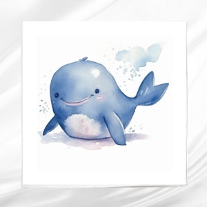 Blue Whale Fabric Panel: Cotton blend Quilt Block