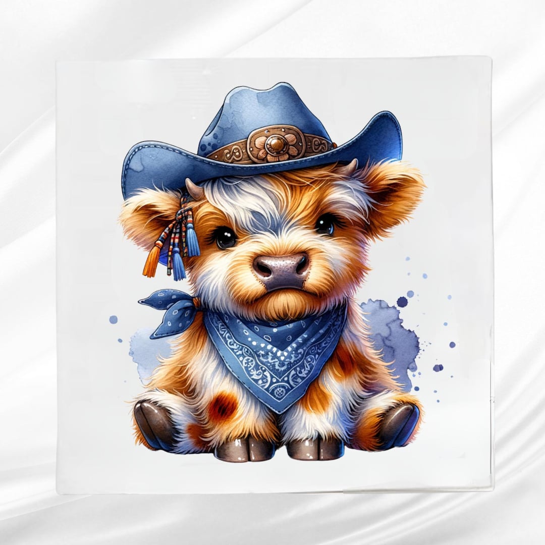Panel Cowboy Highland Calf Quilt Panel: Cowboy Baby Art Fabric Square - Etsy