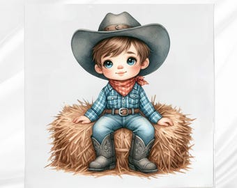 Farmer Boy Fabric Panel: Cotton Blend Quilt Blocks