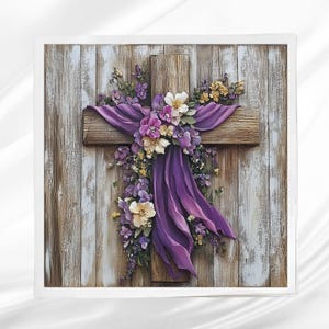 Cross Fabric Panel ~ Quilt Block ~ Square fabric panel for sewing projects