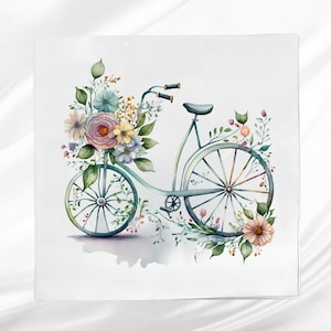 Bicycle Fabric Panel ~ Quilt Block ~ Square fabric panel for sewing projects