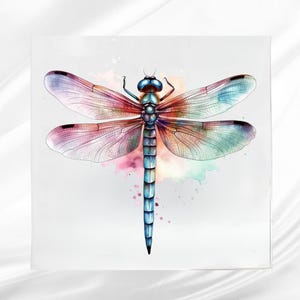 Watercolor Dragonfly Fabric Panel: Sewing & Quilting Square