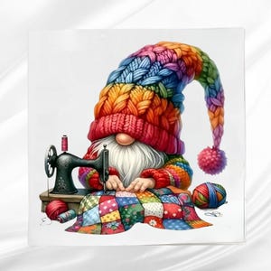 Gnome Fabric Panel: Cotton blend Quilt Block