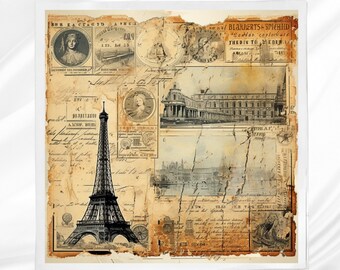 Eiffel Tower Fabric Panel: Paris Quilt Block for Sewing
