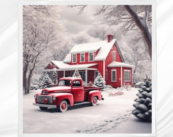 Christmas Farm Fabric Panel: Holiday Quilt Block