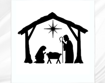 Nativity Scene Fabric Panel: Cotton blend Quilt Block