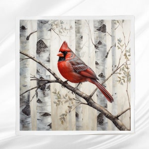 Cardinal Birch Tree Fabric Panel: Sewing Quilt Block