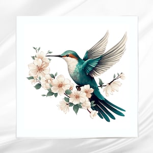 Hummingbird Fabric Panel ~ Square fabric panel for sewing projects
