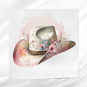 Cowgirl Hat Fabric Panel ~ Square fabric panel for sewing projects