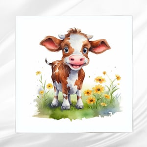 Baby Calf Fabric Panel: Quilt Block for Sewing Projects