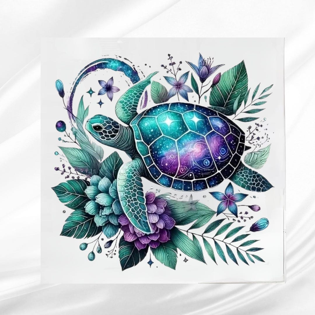 Purple and Teal Sea Turtle Quilt Block: Baby Fabric Panel for Sewing ...