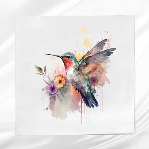 Hummingbird Fabric Panel ~ Square fabric panel for sewing projects
