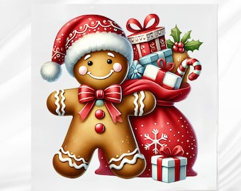 Gingerbread Man Fabric Panel: Cotton blend Quilt Block