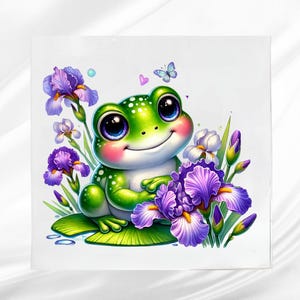 Floral Frog Fabric Panel: Baby Quilt Block for Sewing Projects