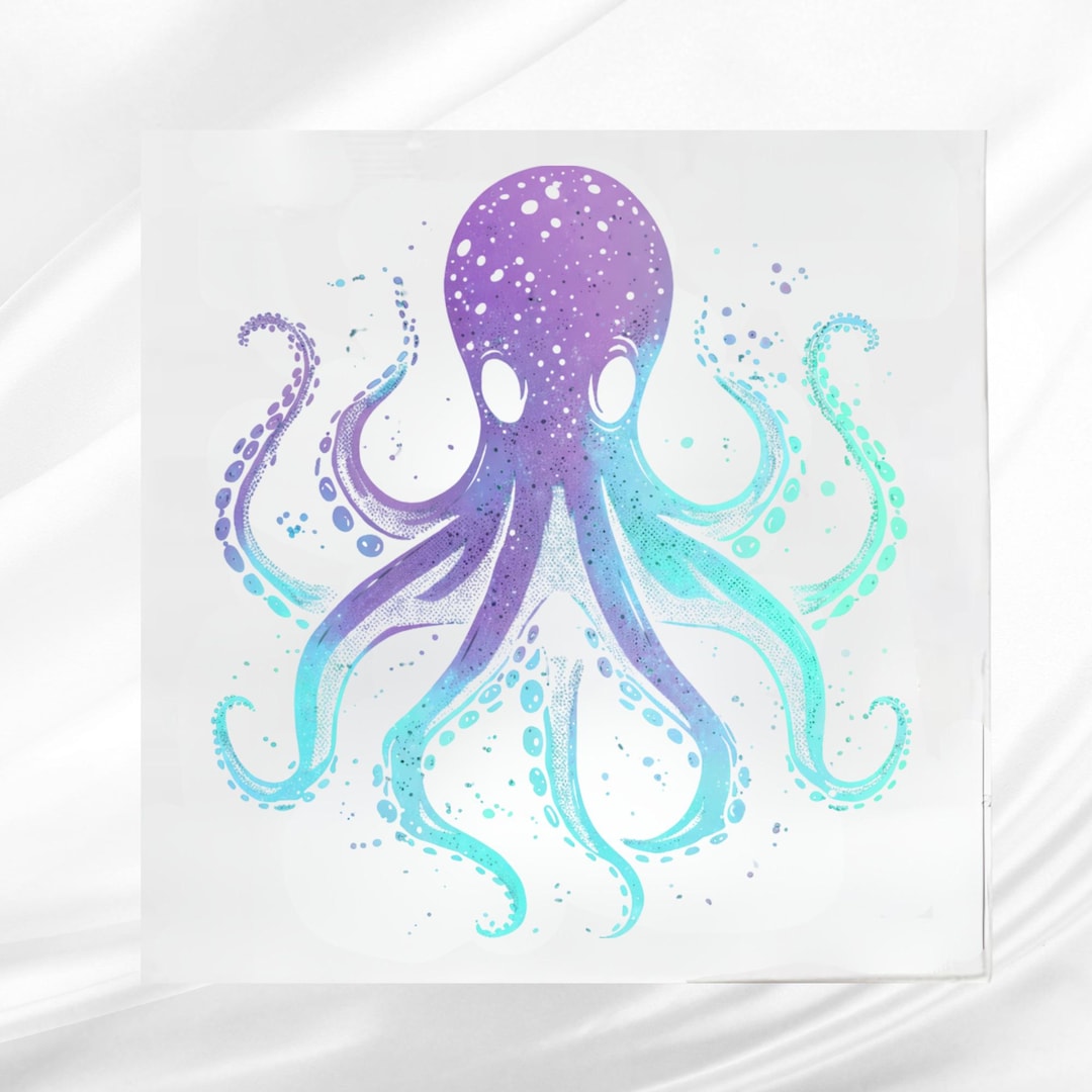 Octopus Fa Ric Panel Purple and Teal Watercolor Octopus Fabric Panel: Cotton Blend Quilt ...