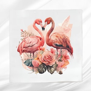 Flamingo Fabric Panel: Square Quilt Block for Sewing