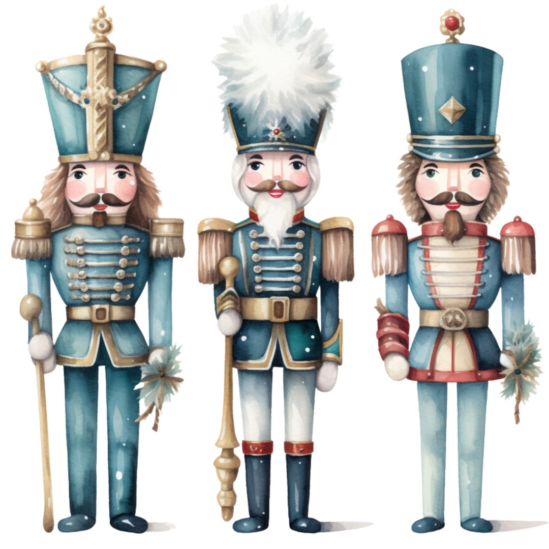 Blue Nutcrackers Fabric Panel Quilt Block Square Fabric Panel for