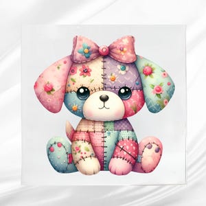 Patchwork Puppy Quilt Block for Baby Blankets and Quilts ~ Square Fabric Panel for Sewing