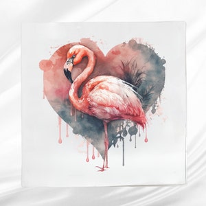 Flamingo Fabric Panel: Watercolor Heart Quilt Block