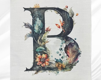 Watercolor Alphabet Fabric Panel: Personalized Quilt Block