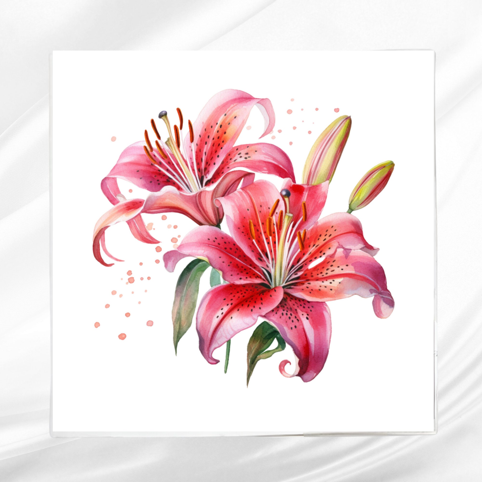 Pink Tiger Lily Fabric Panel: Lily Quilt Block for Sewing - Etsy